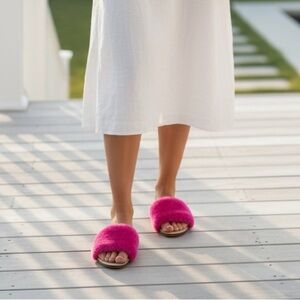 Loeffler Randall Hot Pink Shearling Fur Slides
